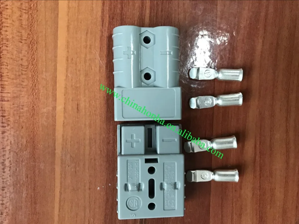 New 600V 50A 6AWG 2x Copper Silver Battery Quick Connector Kit Plug Connect Disconnect Winch Trailer 46x34mm Connectors