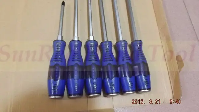 CRV steel 6pcs molding plastic handle phillips 6*100 6*125 6*150 8*200 8*250 8*300 high quality screwdrivers set NO.20953