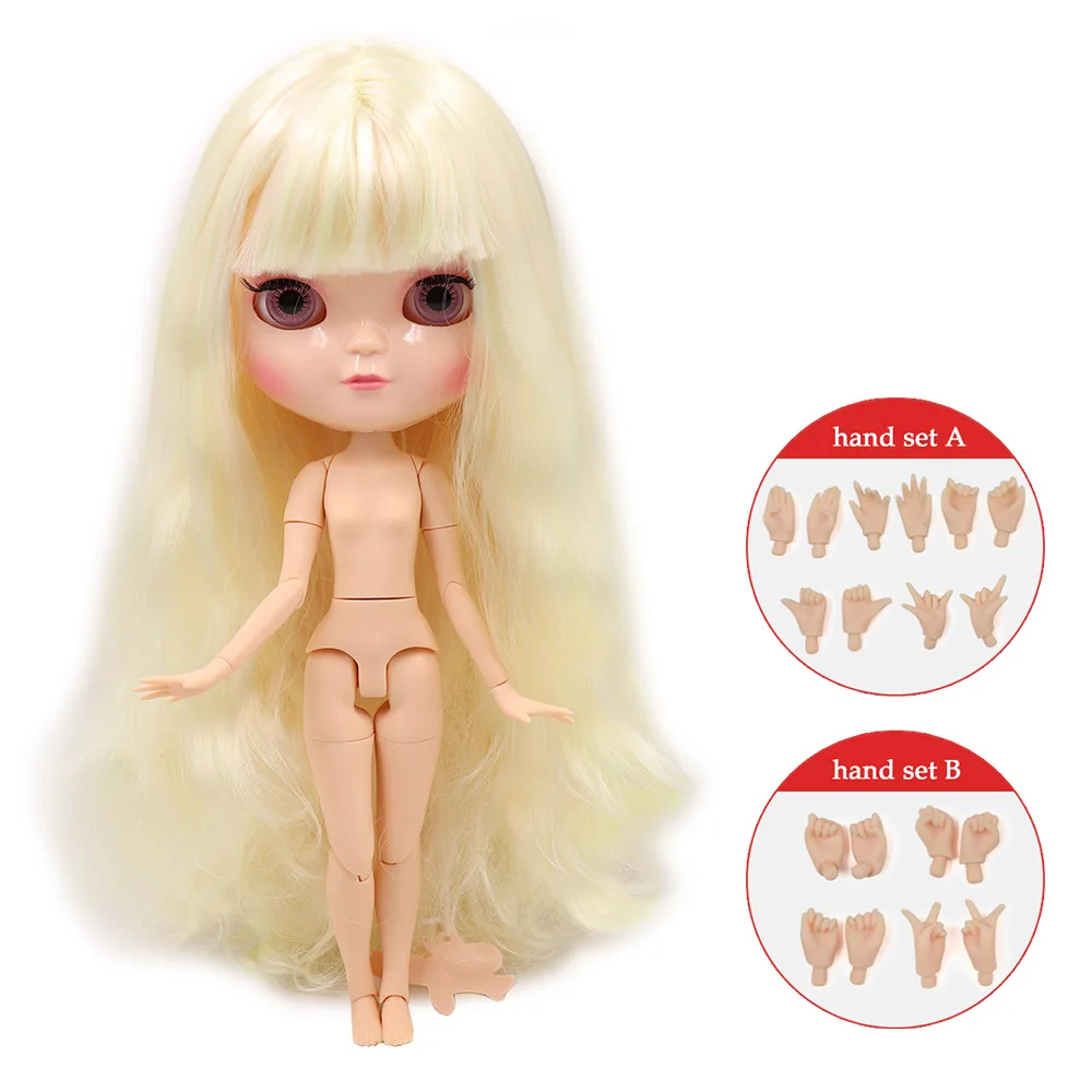 ICY DBS DOLL small breast azone body fortune days 280BL1017/400 yellow mix pink hair with bangs 30cm natural skin