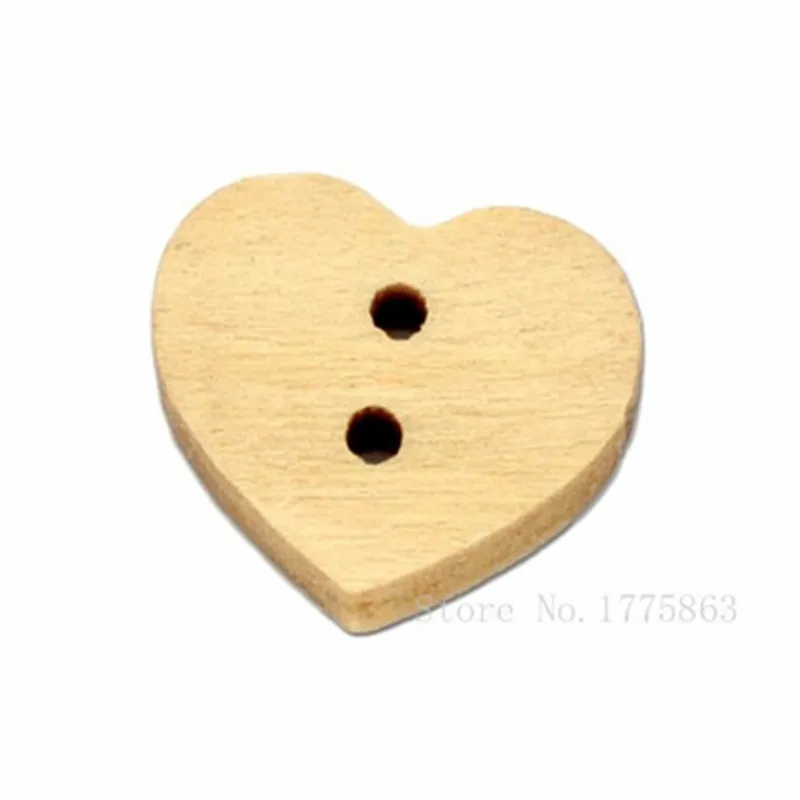 50 Pcs 13x11mm 2 Holes Heart Wooden Buttons, for Sewing, Scrapbooking, Embelishments, Crafts, 7NK46