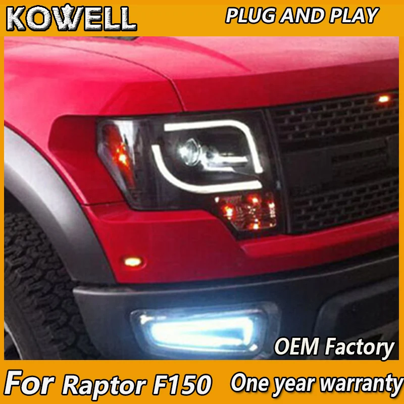 KOWELL Car Styling for Ford raptor F150 led headlights 2008-2015 for F150 drl H7 hid Bi-Xenon Lens angel eye low beam