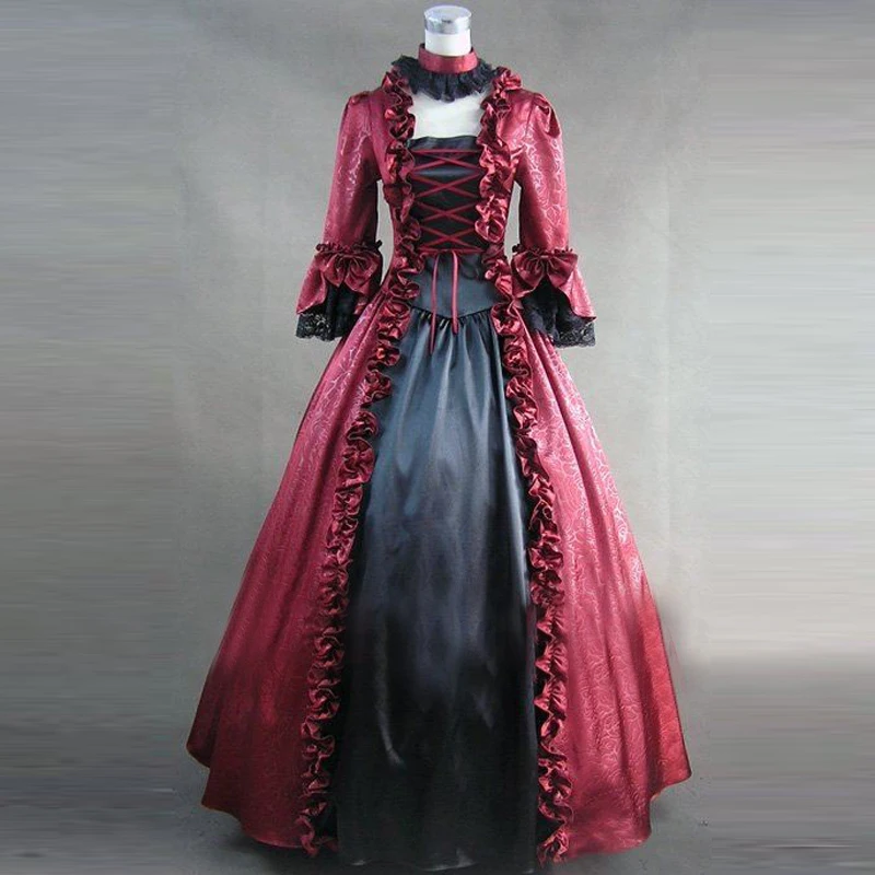 Vestido victoriano de Lolita para mujer, vestido gótico con volantes para fiesta de noche, disfraces de Lolita para Cosplay y Halloween, hecho a medida