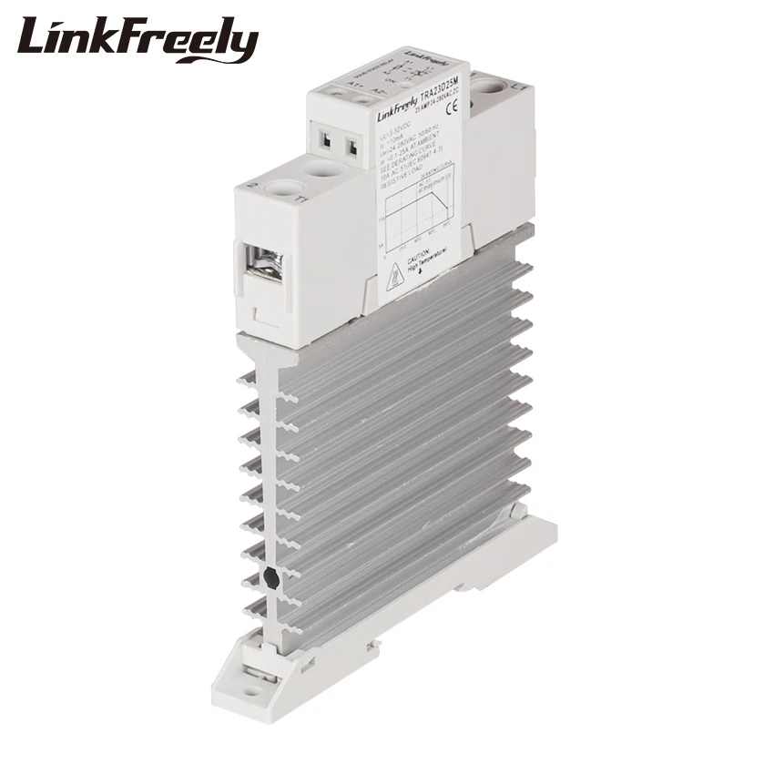 TRA23D25M Integrated Solid State Relay 5V 12V 24V DC Input Ouput 24-280VAC 25A SSR Heat Sink Relay Din Rail Voltage Relay