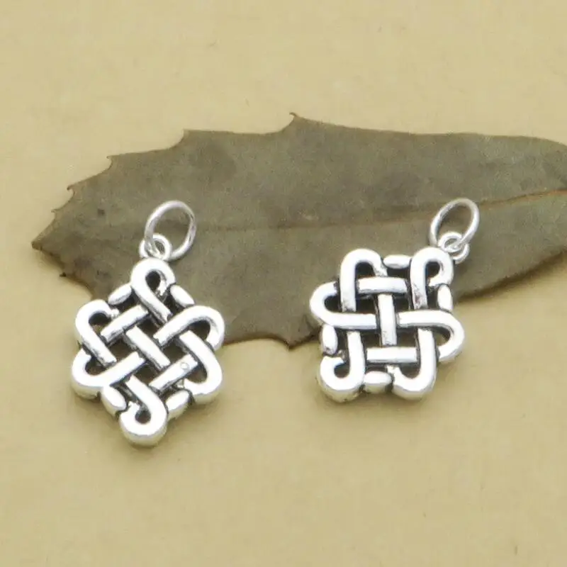 100% 925 Silver Tibetan Endless Knot Charm Vintage Silver Lucky Knot Bracelet Charm DIY Jewelry Charm Jewelry Findings