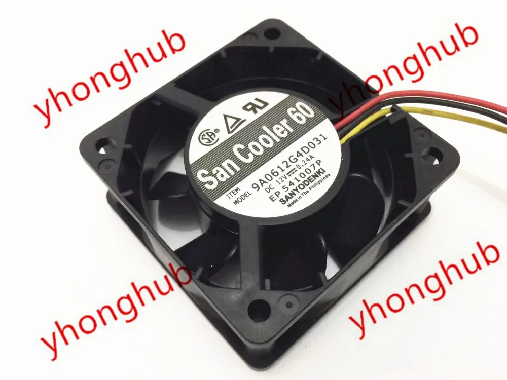 

SANYO DENKI 9A0612G4D031 DC 12V 0.24A 60x60x25mm 3-Wire Server Cooling Fan