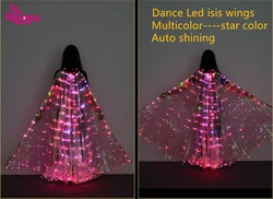 Ruoru Star Multicolor Led Isis Wings with Holding Sticks Belly Dance Stage Performance Club Light Up Costume Props 360 Open