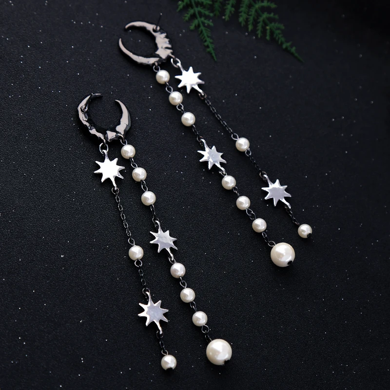 Chunky Alloy Stars Statement Studs Earrings For Women Vintage Charms Tassel Pendant Post Earrings Fashion Jewelry Pendientes