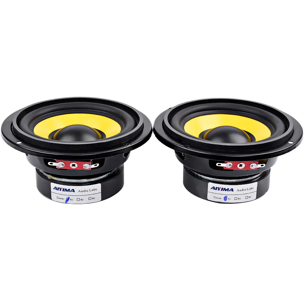 AIYIMA 2Pcs 4นิ้ววูฟเฟอร์ลำโพงวิทยุแบบพกพามินิสเตอริโอลำโพงซับวูฟเฟอร์เต็มรูปแบบรถฮอร์นลำโพง4 Ohm /8Ohm 20W