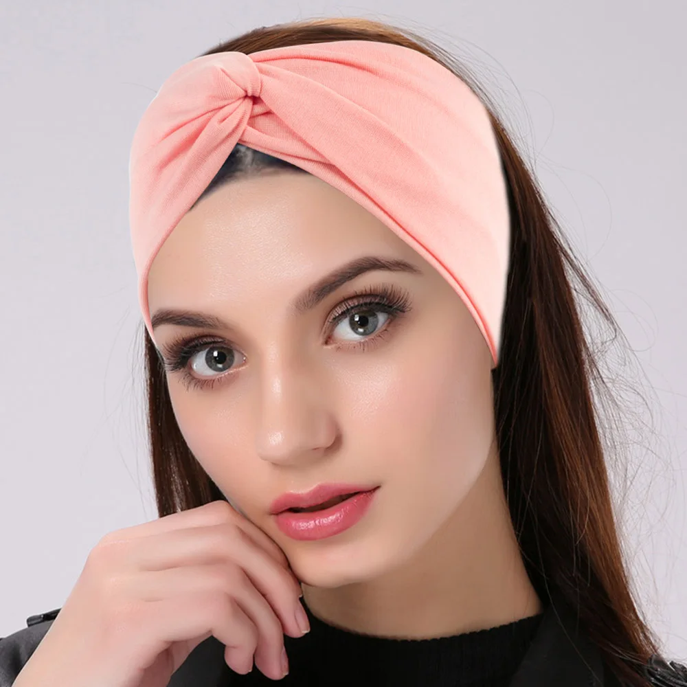 Geebro Women's Leopard Turban Headbands Twist Elastic Stretch Hairbands Fashion Headband Yoga Headwrap Spa Head Band for Ladies