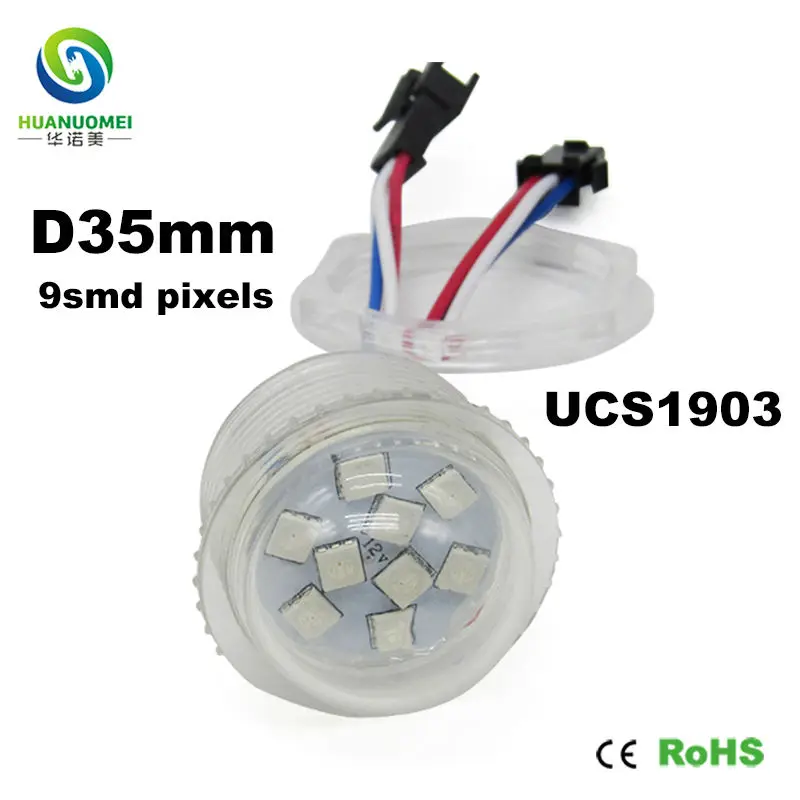 35mm 9LEDs UCS1903 led pixel module light full color digital bulb rgb 5050 smd lamp addressable led amusement park ride lights