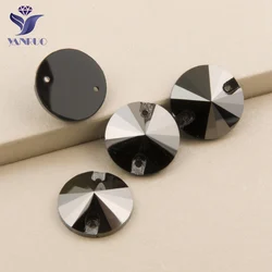 YANRUO 3200 Jet Hematite Glass Sewing Rhinestones Sew On Stones Dress Flatback HEM Rhinestones For Jewelry