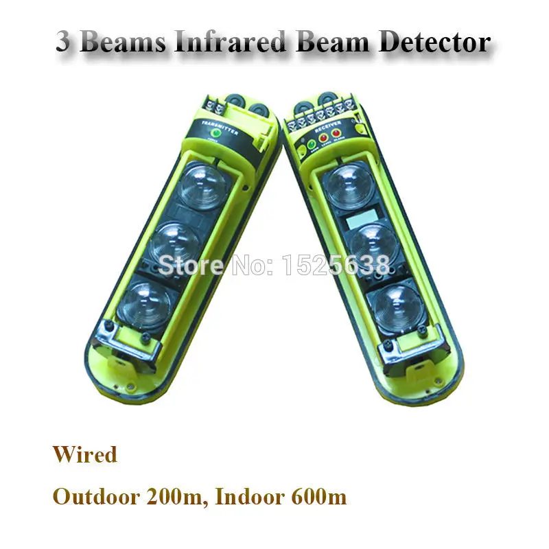 

200 meter Outdoor Tripe Beam Passive Photoelectric Infrared Motion Sensor Auto alarm