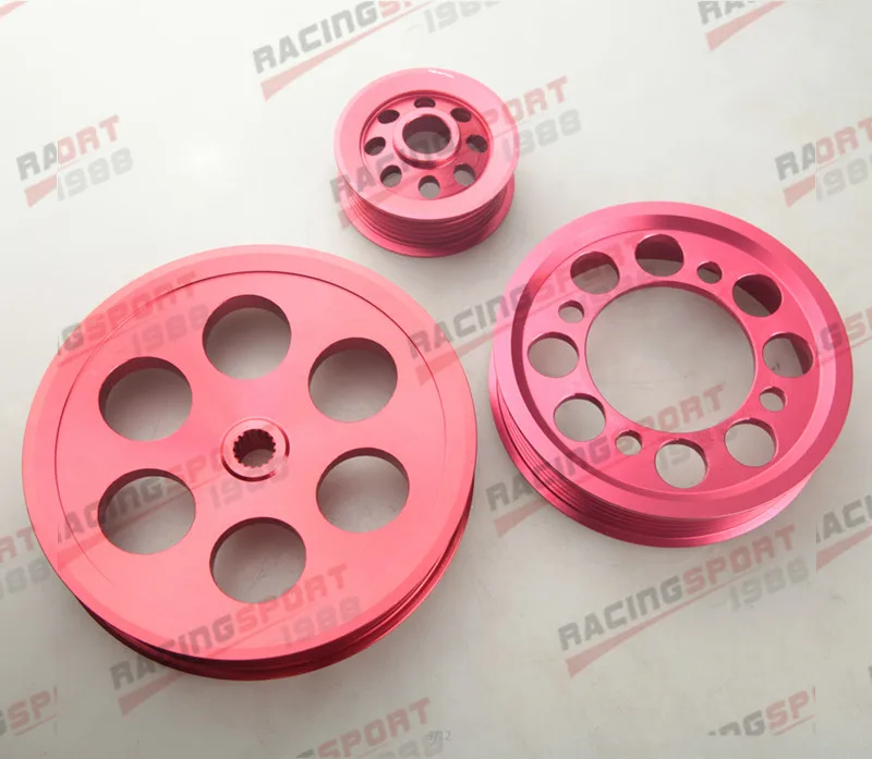 

Light-weight Crank Pulley Kit For Toyota Supra 3.0 V6 JZA80 3 Pulley Red