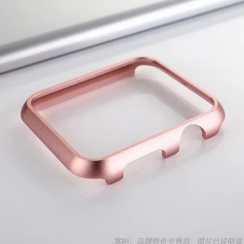 New Stainless Steel Alloy Metal Frame Holder Shell Case For Apple Watch iWatch 38 42 40 41 44 45 49mm  Protector Case Rose Gold