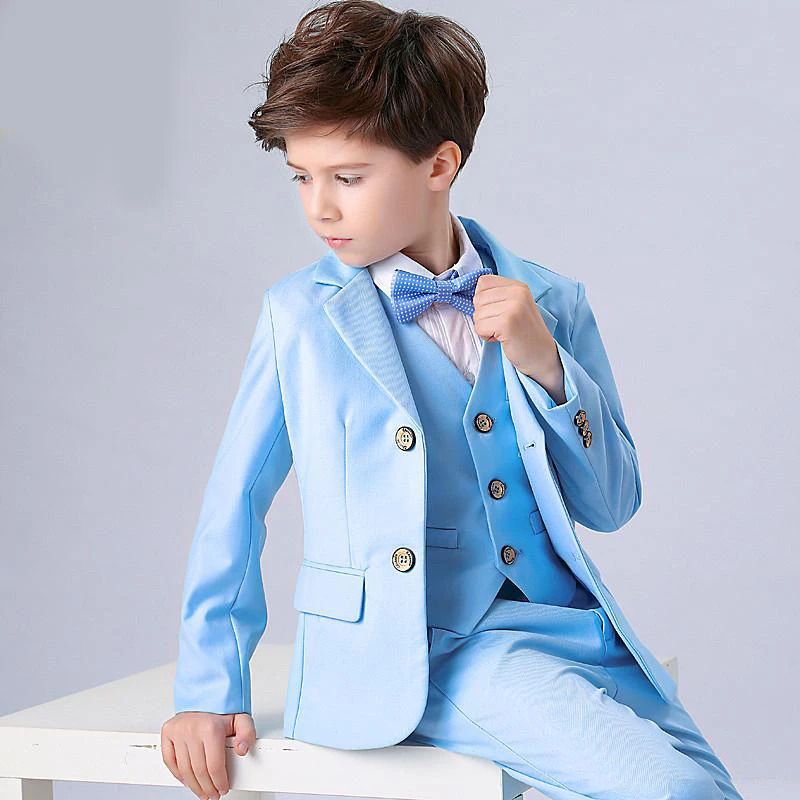 One Button Peak Lapel Kid Complete Designer Handsome Boy Wedding Suit Boys' Attire Custom-made (Jacket+Pants+Tie+Vest)