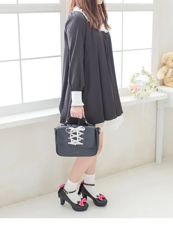 Lolita giapponese orecchie di coniglio/gatto Hairball scarpe Bowknot principessa Kawaii ragazza donna scarpe Cosplay Lolita tacco alto scarpe da