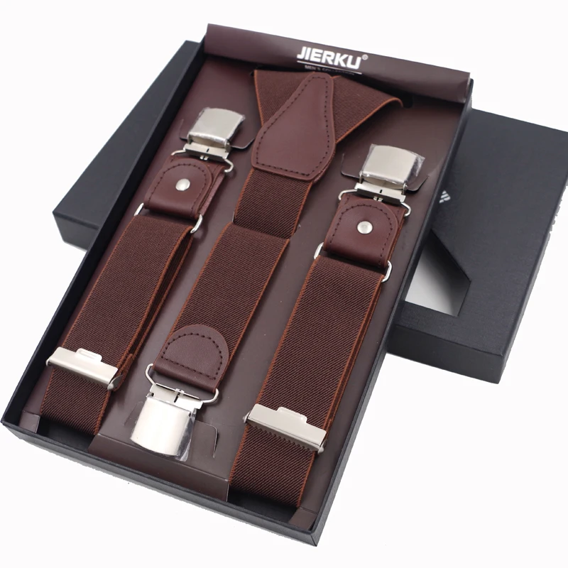 New Man\'s Suspenders 3 Clips Leather Braces Casual Suspensorios Trousers Strap 3.5*120cm Gift For Dad High Quality Tirantes