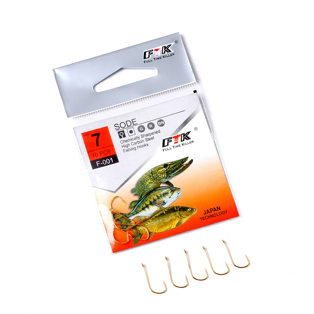 FTK SODE Fishing Hook 10PCS Size7#-Size15# Fishing From Japan Hooks Jig Carp Feeder Anzol Fishhook Fishing Tackle