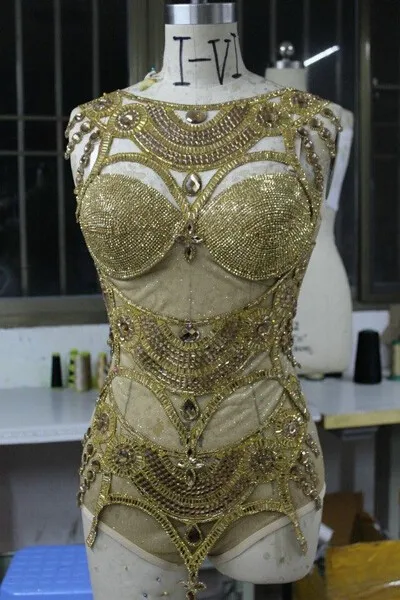 Shining Silver Gold Sequins Outfit Paillette Bodysuit Skirt Costumes Female Singer Dance Stage Wear Show Prom Costume