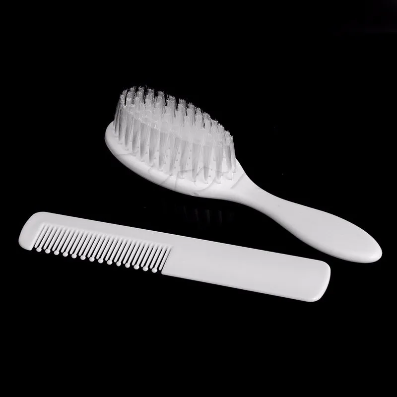 2x Newborns & Toddlers Hair Brush and Comb Set for Ideal for Cradle Cap Baby Massage and Scalp Brush Solid Color White