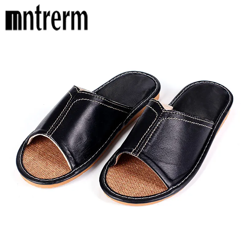 Mntrerm Sheepskin Leather Flat Shoes Men Brown Black 2020 Summer Autumn Slippers Toe British Style Oxford Indoor Shoes For Men