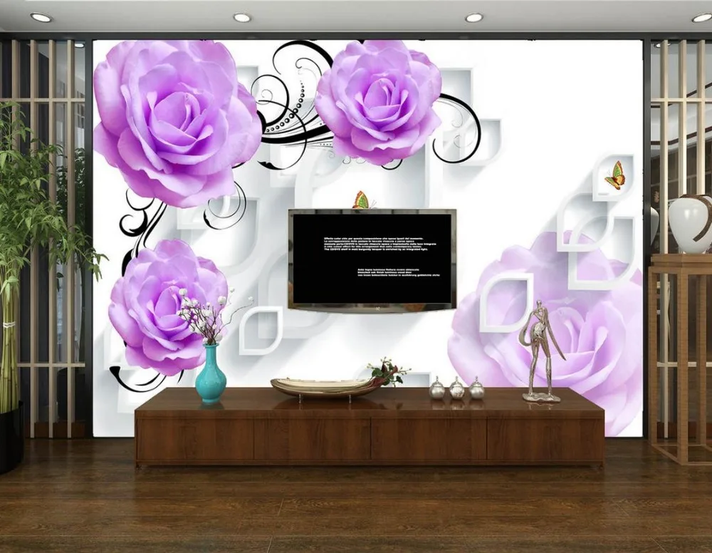 

wallpaper mural 3d Box Rose reflection Wallpapers for living room Custom photo wallpaper 3D stereoscopic