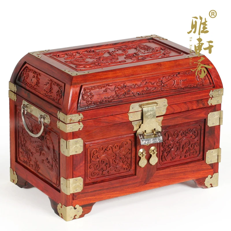 

home decor Rosewood jewelry box TZ Zhai acid branch wood super solid wood jewelry box dragon treasure box with lock