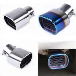 Universal Car Auto Square Exhaust Muffler Tip Stainless Steel Pipe Chrome Trim Modified Car Rear Tail Throat Exhause Liner