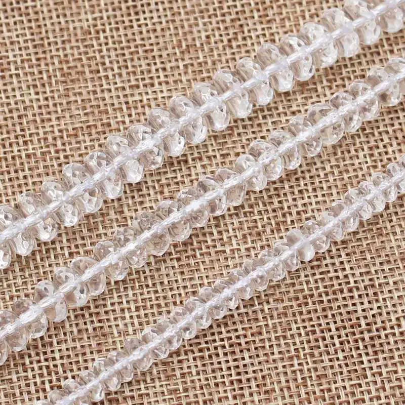 Wholesale Faceted WhiteClear Quartz RondelleBeads15