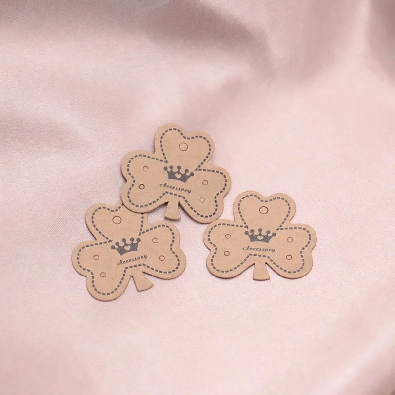 3.8x3.5cm Kraft Paper Stud Earrings Necklace Tag Jewelry Display Card Ear Stud Hooks Cardboard Price Tags 500 pcs/lot