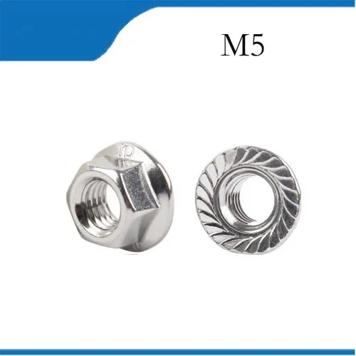 Free shipping 25pcs/Lot Metric Thread DIN6923 M5 304 Stainless Steel Hex Flange Nut Hexagon Nut With Flange m5 nut,nuts