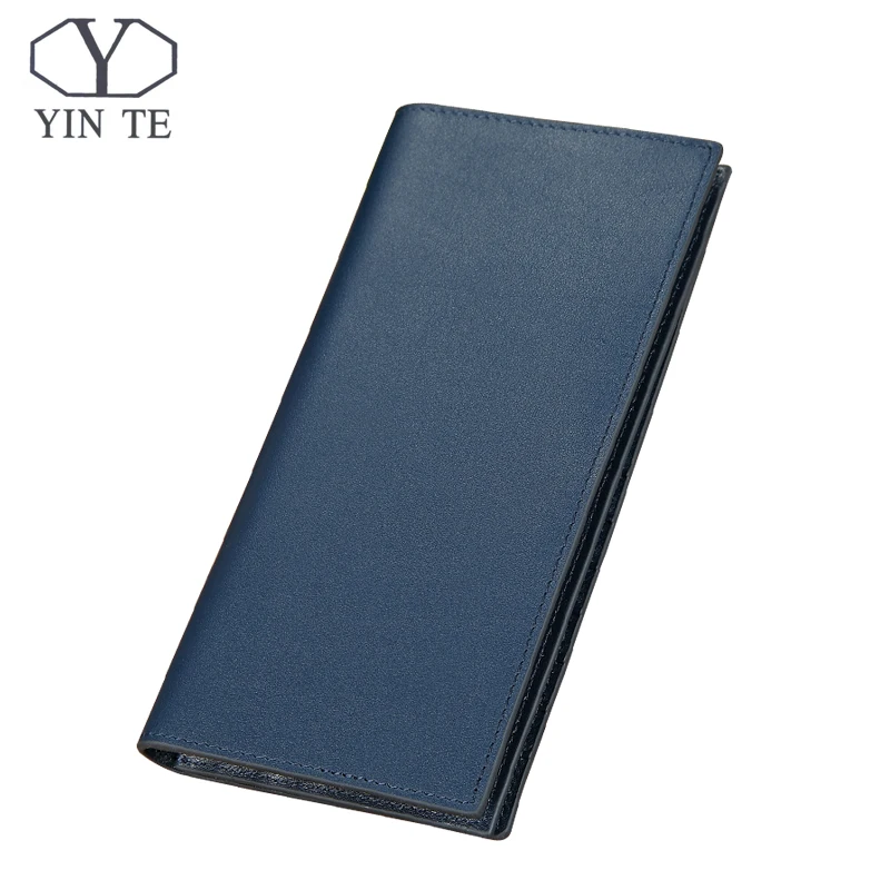 YINTE 2018 Men\'s Wallet Original Brand 100% Leather Wallet Men Famous Long Wallet Men Luxury Brand Blue Wallets Portfolio T8848A