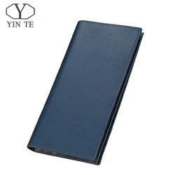 YINTE 2018 Men's Wallet Original Brand 100% Leather Wallet Men Famous Long Wallet Men Luxury Brand Blue Wallets Portfolio T8848A