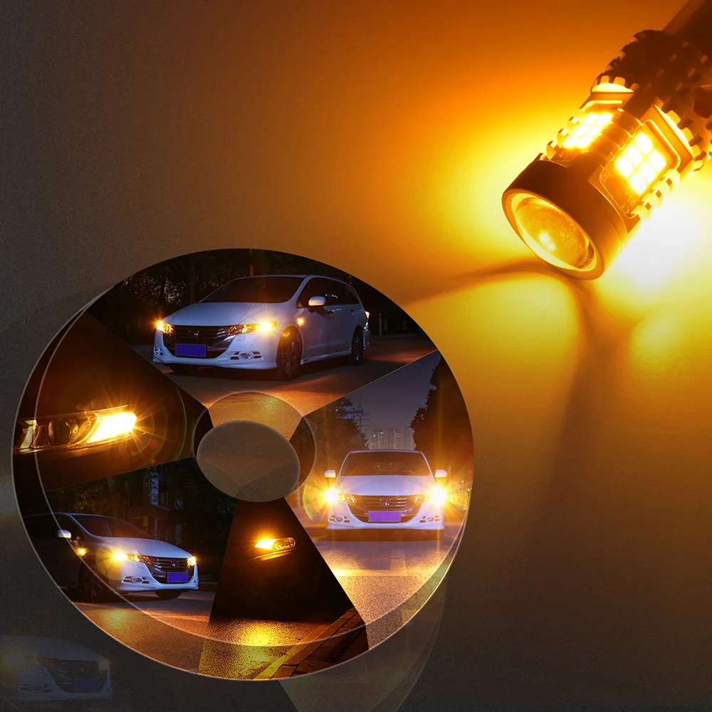 AUXITO 2pcs S25 1156 BA15S P21W Canbus LED BAU15S 7507 PY21W T20 7440 W21W WY21W Led Bulbs Yellow Turn Signal Lamp Car lights