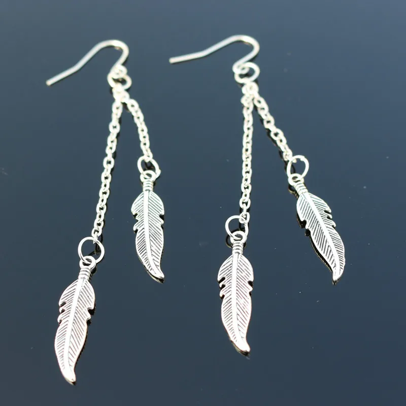 New Bohemia Vintage Dangle Earing Feather Leaves Long Tassel Drop Earrings Wedding Jewelry Brincos Pendientes