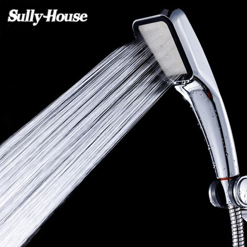 Sully House ABS Shower Head,Bathroom Chuveiro,Douche Rain Shower,Pomme de douche,with hose and holder Shower Set Cubicle,Chrome