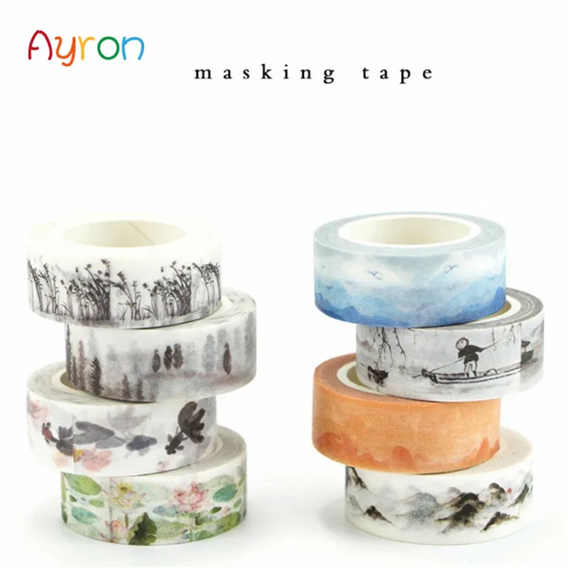 1.5cm*7m  Wide Classical Chinese Ink Painting Washi Tape Adhesive Tape DIY Scrapbooking Sticker Label Masking Tape