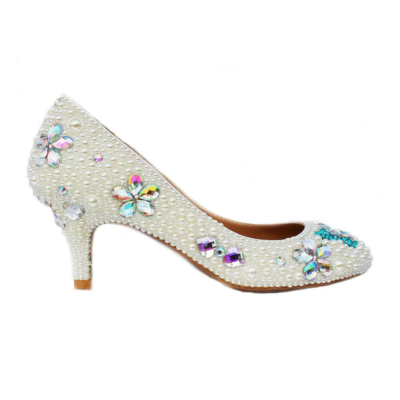 

Women Pumps Wedding Shoes Banquet Lady Wedding shoes 8CM Thin High Heels Bling Party Rhinestone Shoes banquet