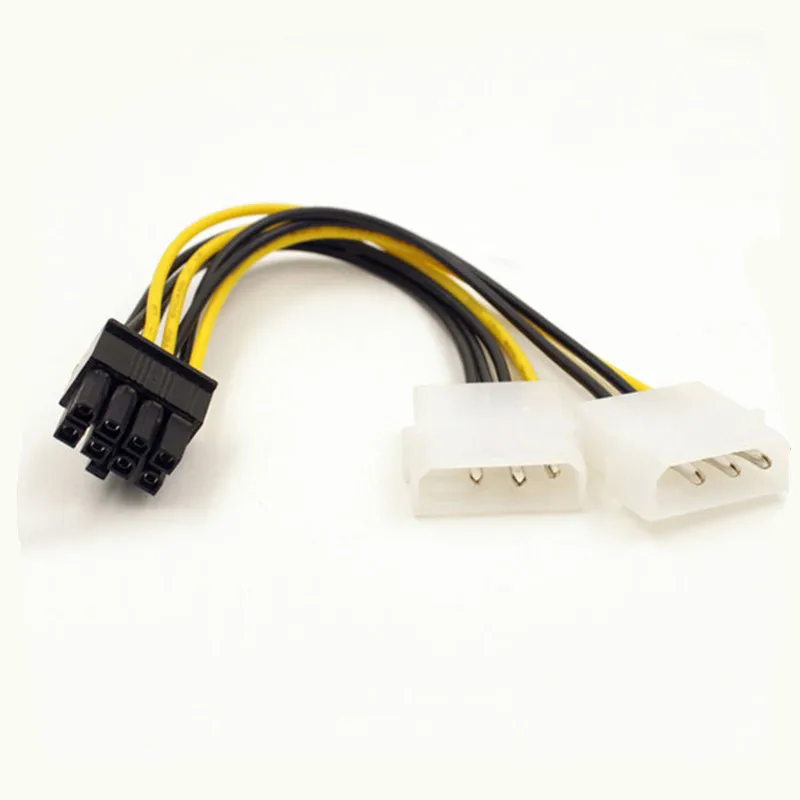 Angitu-Cable adaptador IDE de 8 pines PCIE/GPU a Dual 2xmolex, 2 unidades/lote, Cable adaptador de tarjeta gráfica-20cm