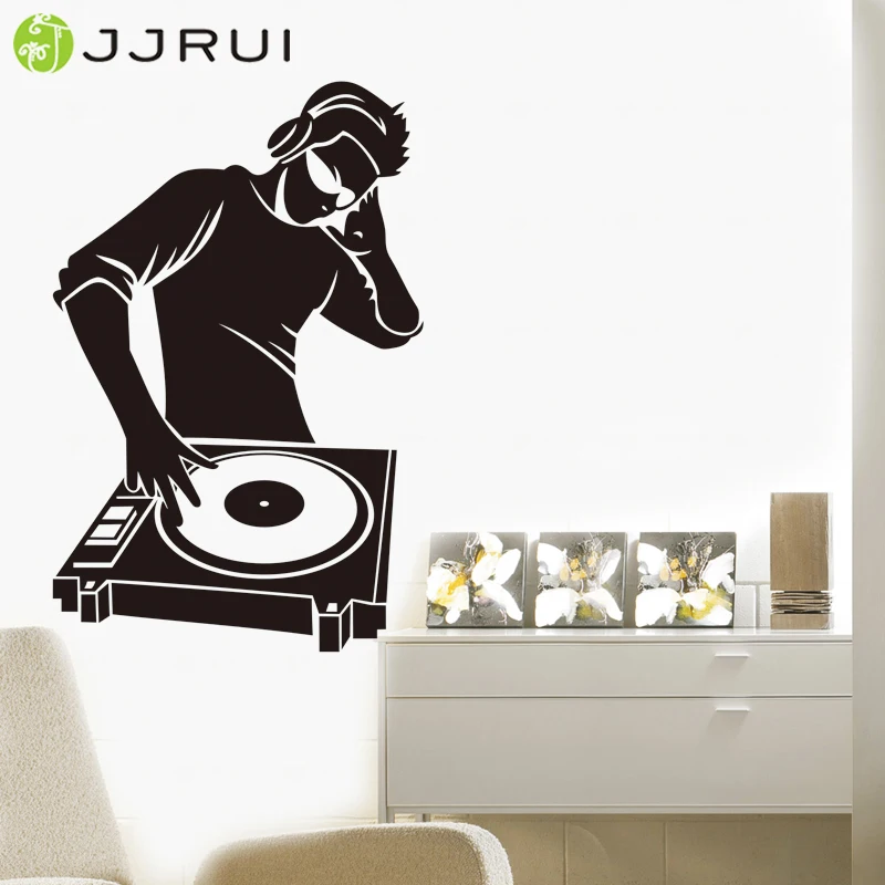 

JJRUI Wall Stickers Vinyl Decal ELECTRONIC MUSIC HEADPHONES DJ cool stickers boys bedroom decal wall sticker