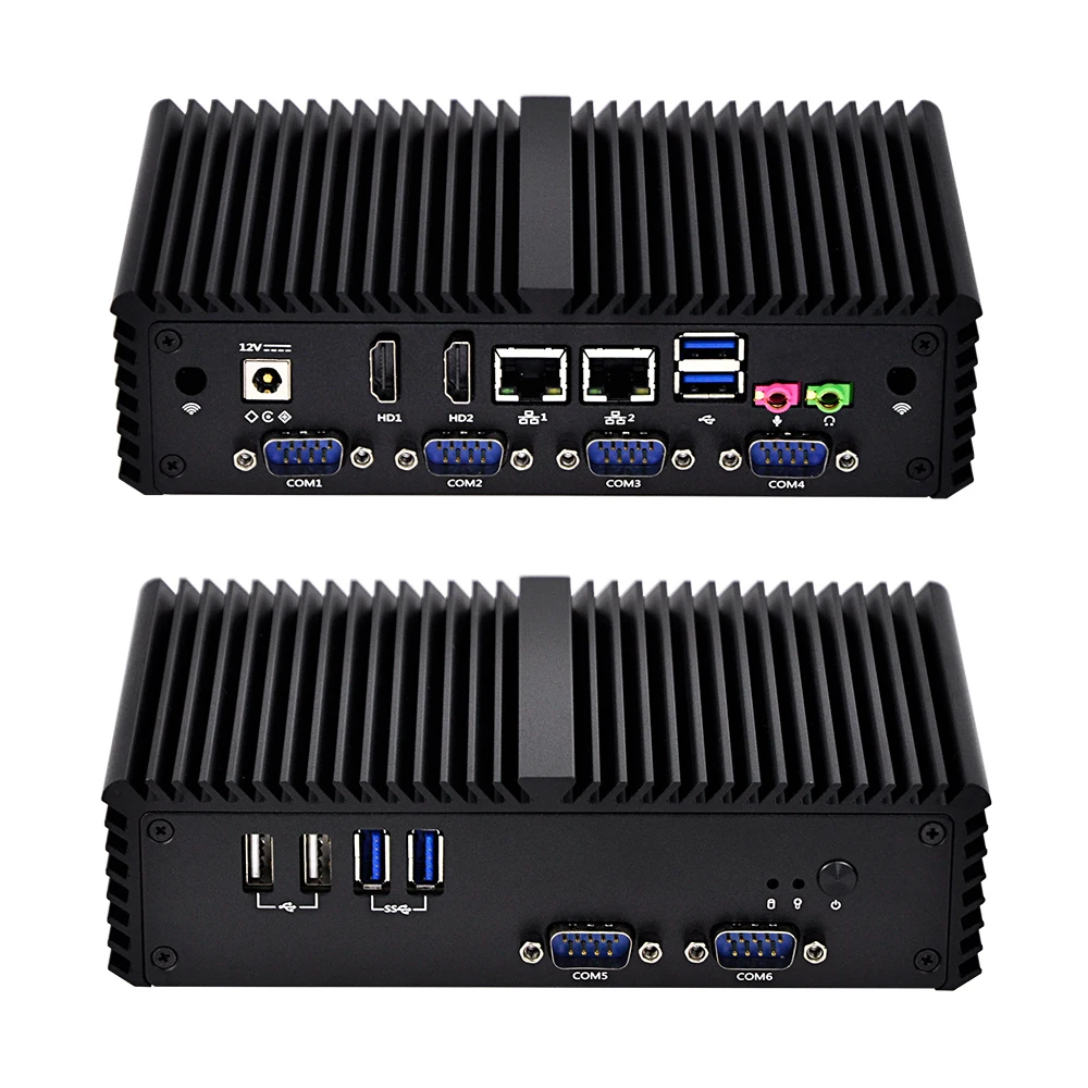 Qotom Mini PC i3 i5 i7 AES-NI with 2 Gigabit Ethernet LAN 6 COM Fanless Computer Q300P