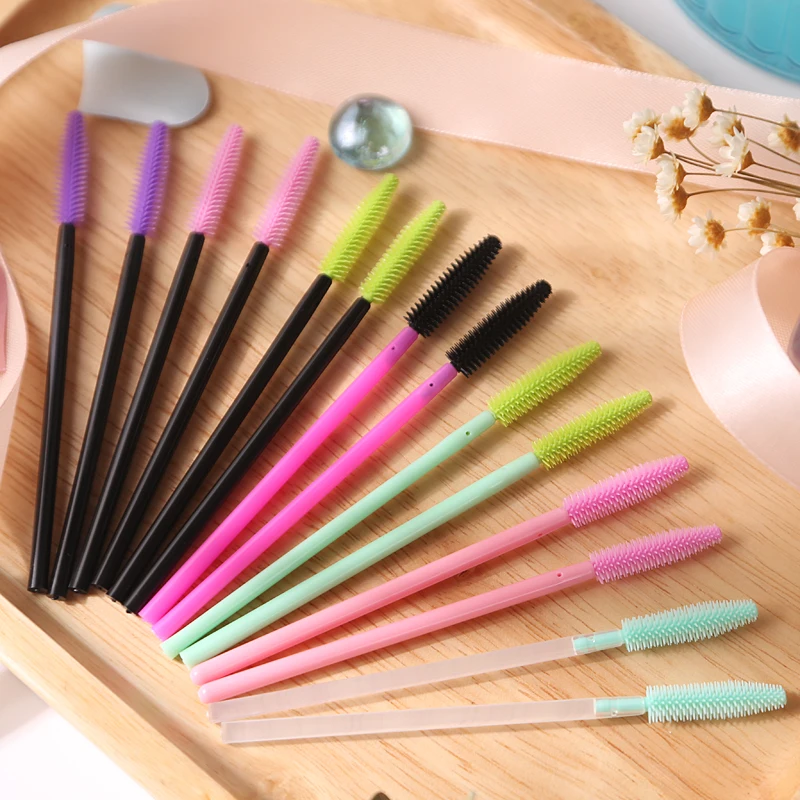 Nice Silicone Brushes 200pcs/lot Disposable Mascara Wands Applicators Eyelash Extension Makeup One-off Eye Lash Brushes