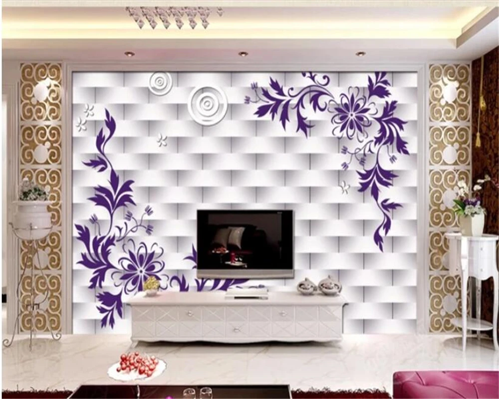 

Beibehang Custom wallpaper 3D modern purple flower vine TV sofa background wall murals 3d wallpaper papel de parede wallpaper 3d