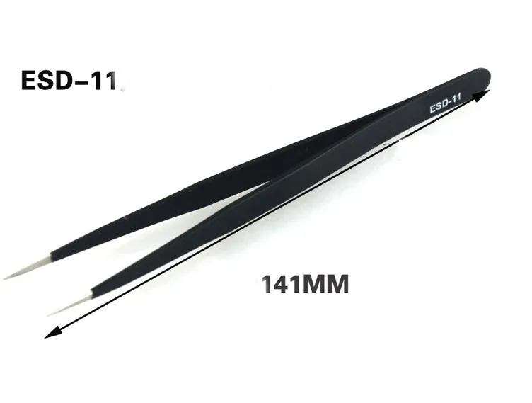 

ESD-11 141mm Anti-static Electronic Stainless Steel Tweezers Components Tweezers Corrosion Resistant Maintenance Repair Tools