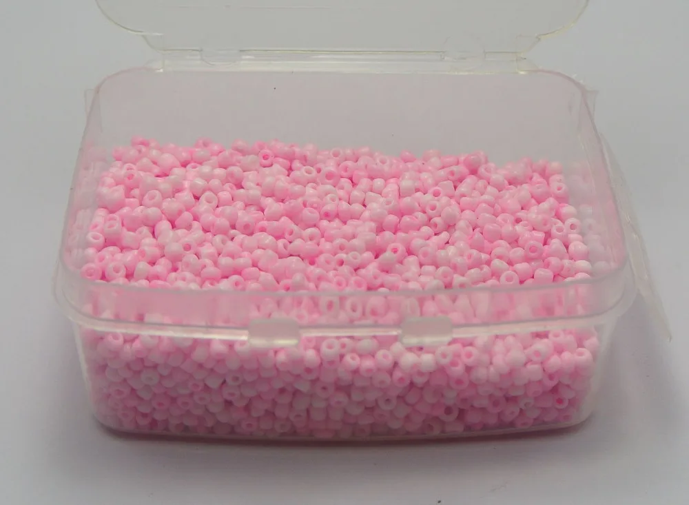 5000 Opaque Glass Seed Beads 2mm (10/0) Pink + Storage Box