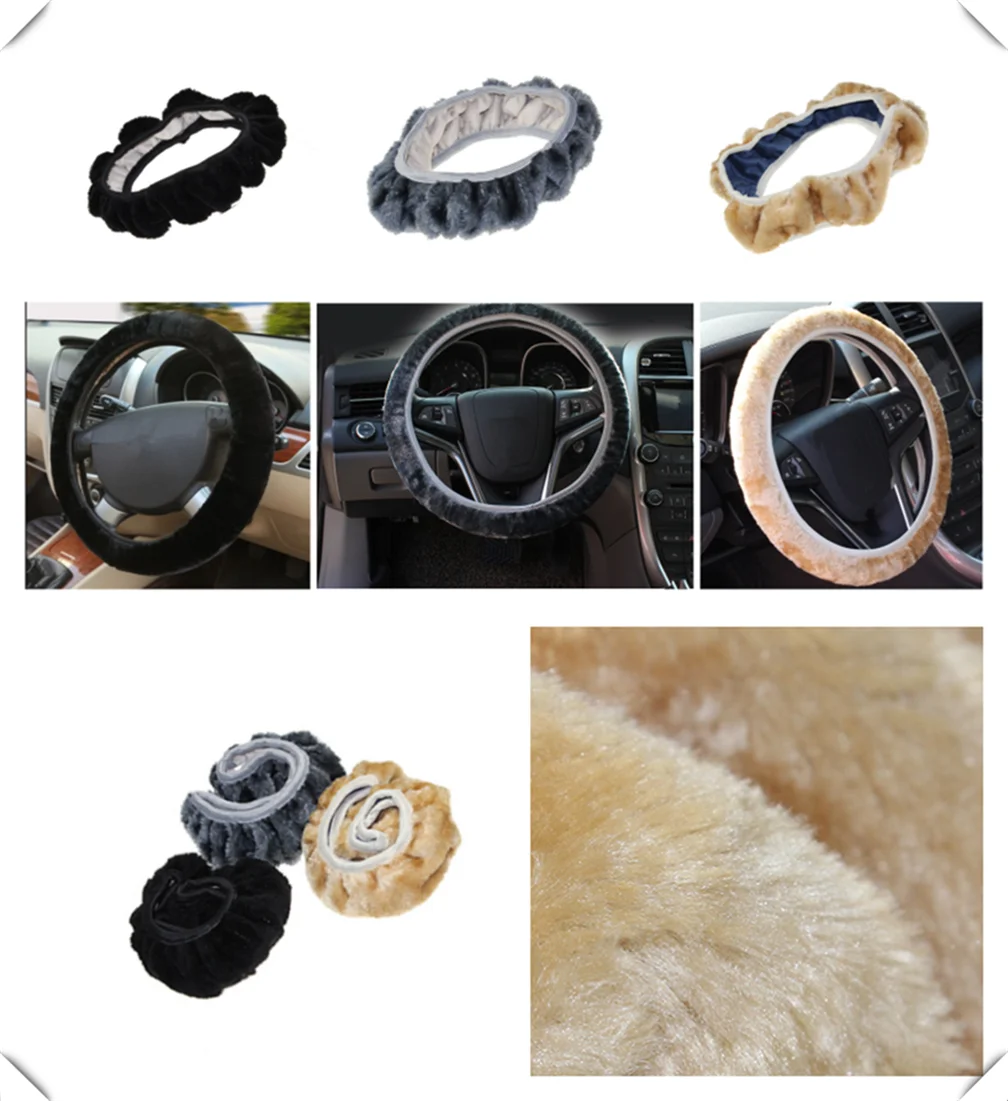 Car steering wheel cover plush super soft handle telescopic for Kia KND-4 Spectra5 Spectra Rio5 Multi-S Amanti Opirus