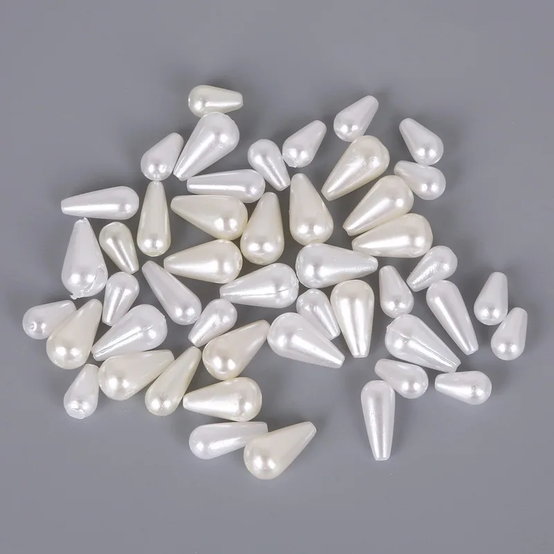 6x10mm 6x14mm 8x14mm Tear Drop Round White Ivoy Pearl Imitation ABS Beads For Jewelry Findings Making Top Sale