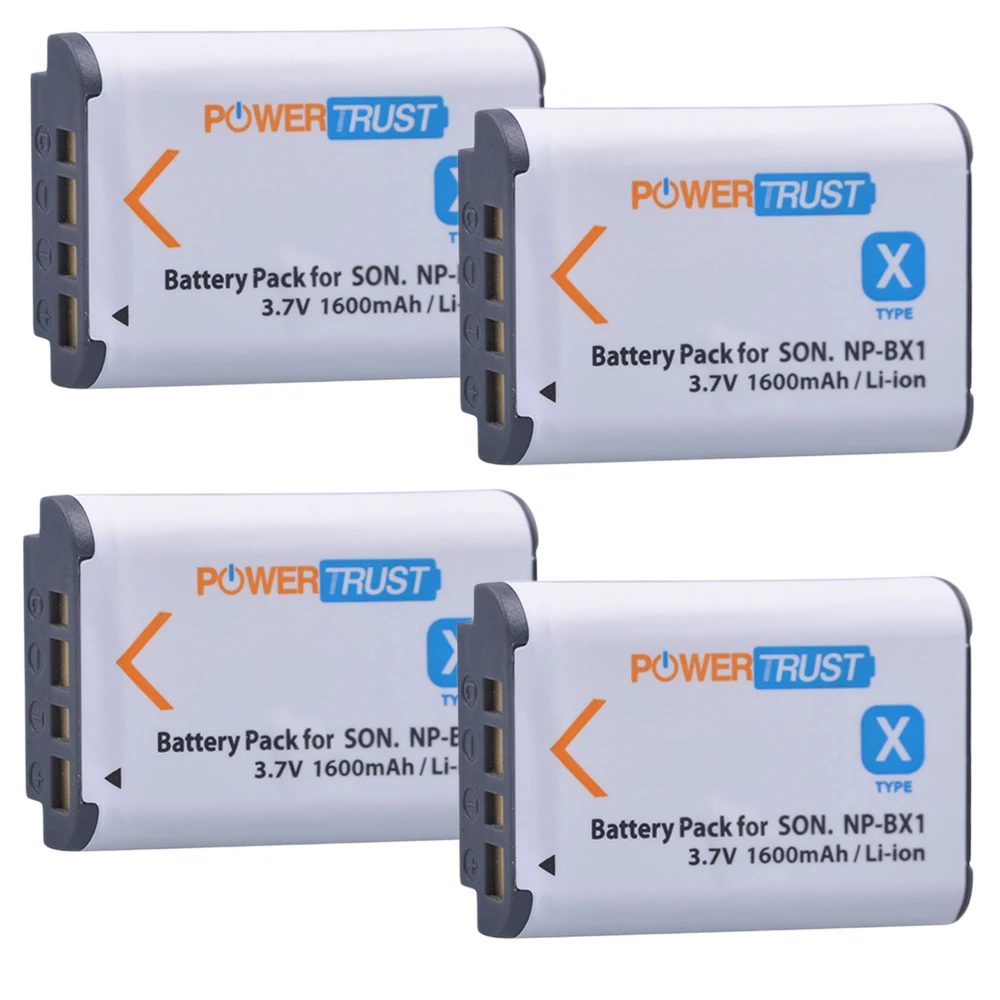 PowerTrust 4Pcs NP-BX1 NP BX1 NPBX1 BX1 Battery for Sony DSC-RX100 DSC-WX500 HX300 WX300 HDR AS100v AS200V AS15 AS30V AS300