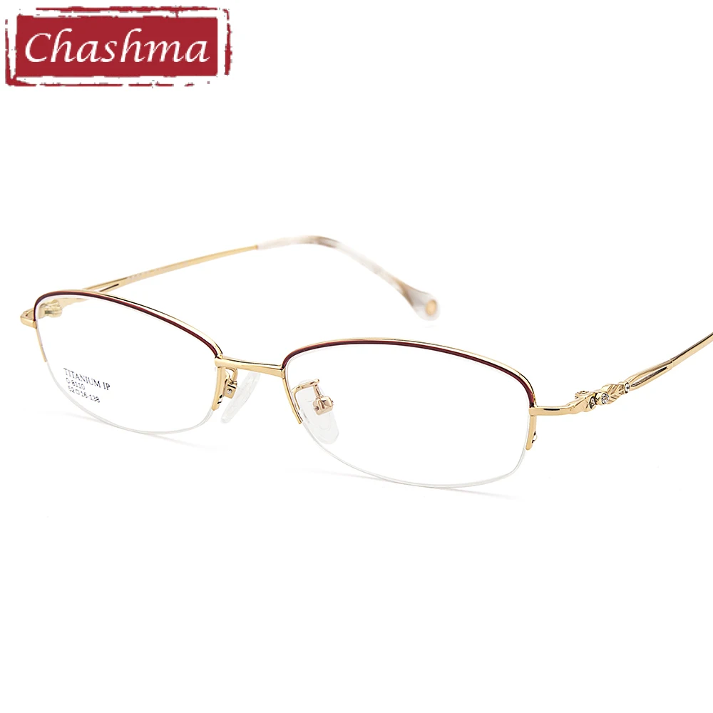 

Chashma Brand Women Quality Eyeglasses Half Frame Semi Rimmed Eyewear Myopia and Reading Glasses Frames Quality Titanium Glasses