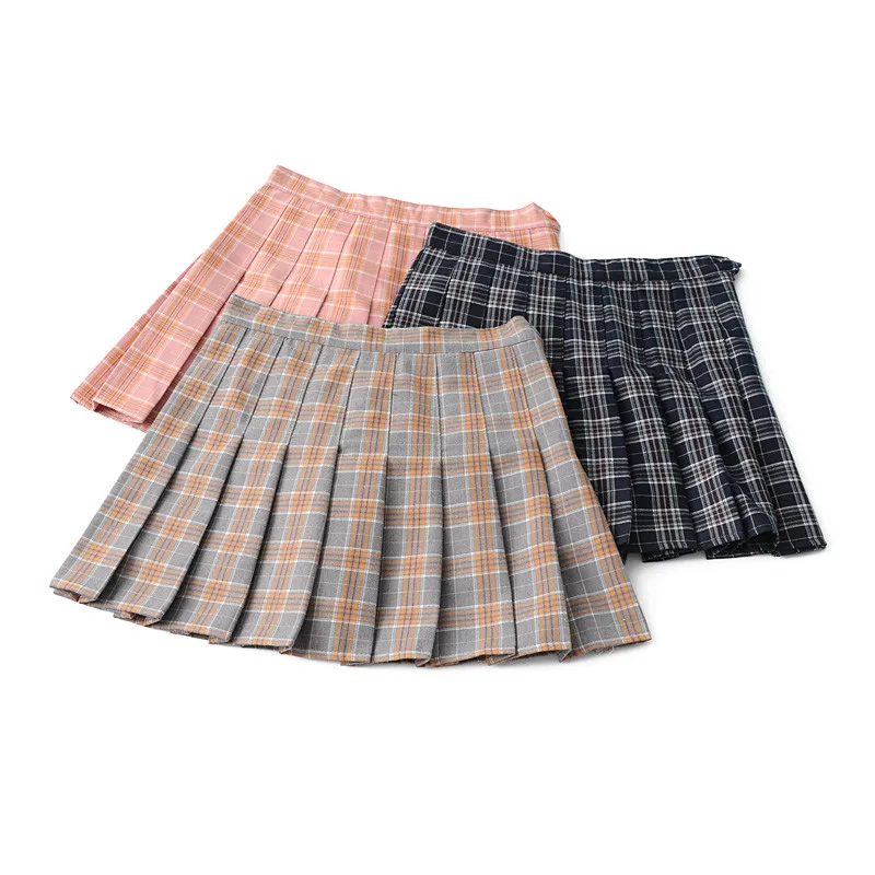 Thời Trang Mùa Đông Mini Váy Cao Cấp Áo Đồng Phục Học Sinh Bé Gái Plaids Xếp Ly Quần Legging Váy Nữ Thanh Lịch Nửa Xếp Ly